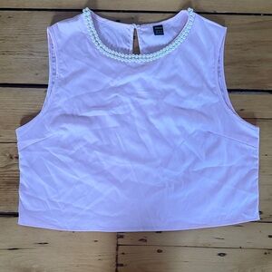 Light Pink Crop Top with Pearl Neckline